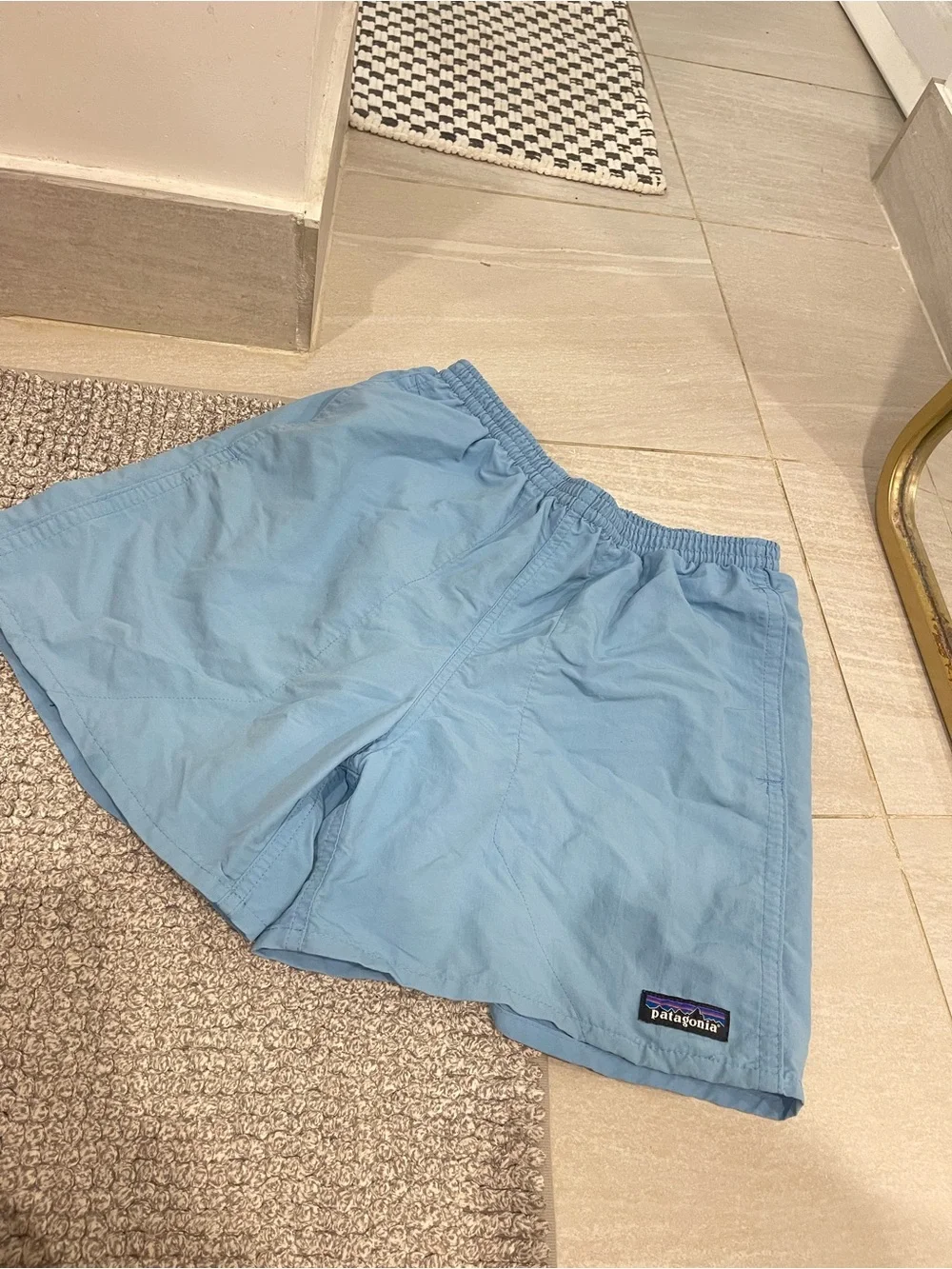 Patagonia Baggies Shorts XS Light Blue Mesh Lined Drawstring Swim Shorts - Picture 2 of 4